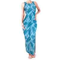 Blue Hawaii Kalo Palaka Motifs Family Matching Tank Maxi Dress and Hawaiian Shirt Hawaiian Taro Leaves Elegant Vibes - Polynesian Pride
