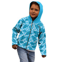 Blue Hawaii Kalo Palaka Motifs Kid Hoodie Hawaiian Taro Leaves Elegant Vibes - Polynesian Pride