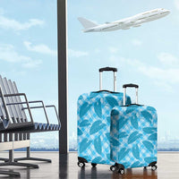 Blue Hawaii Kalo Palaka Motifs Luggage Cover Hawaiian Taro Leaves Elegant Vibes - Polynesian Pride