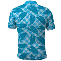 Blue Hawaii Kalo Palaka Motifs Polo Shirt Hawaiian Taro Leaves Elegant Vibes - Polynesian Pride