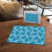 Blue Hawaii Kalo Palaka Motifs Puzzle Hawaiian Taro Leaves Elegant Vibes - Polynesian Pride