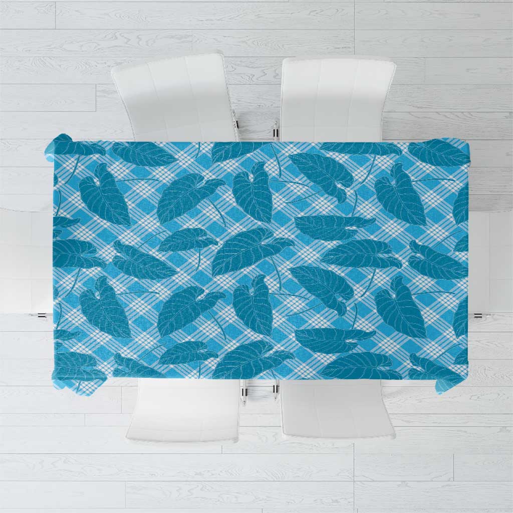 Blue Hawaii Kalo Palaka Motifs Tablecloth Hawaiian Taro Leaves Elegant Vibes - Polynesian Pride