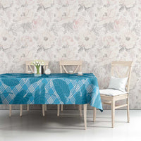 Blue Hawaii Kalo Palaka Motifs Tablecloth Hawaiian Taro Leaves Elegant Vibes - Polynesian Pride
