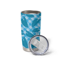 Blue Hawaii Kalo Palaka Motifs Tumbler Cup Hawaiian Taro Leaves Elegant Vibes - Polynesian Pride
