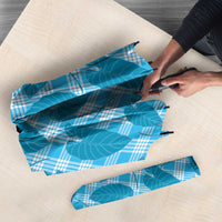 Blue Hawaii Kalo Palaka Motifs Umbrella Hawaiian Taro Leaves Elegant Vibes - Polynesian Pride