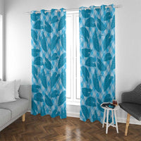 Blue Hawaii Kalo Palaka Motifs Window Curtain Hawaiian Taro Leaves Elegant Vibes - Polynesian Pride