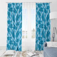 Blue Hawaii Kalo Palaka Motifs Window Curtain Hawaiian Taro Leaves Elegant Vibes - Polynesian Pride