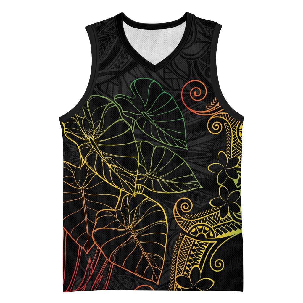 Aloha Hawaii Kalo Basketball Jersey Reggae Taro Polynesian Pattern - Polynesian Pride