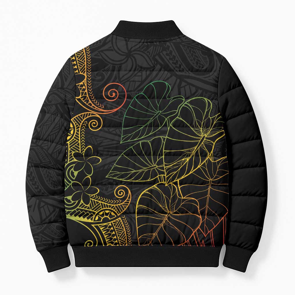 Aloha Hawaii Kalo Bomber Puffer Jacket Reggae Taro Polynesian Pattern - Polynesian Pride