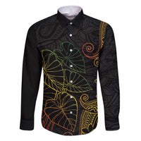 Aloha Hawaii Kalo Family Matching Long Sleeve Bodycon Dress and Hawaiian Shirt Reggae Taro Polynesian Pattern - Polynesian Pride