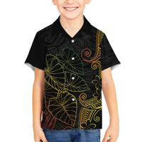 Aloha Hawaii Kalo Family Matching Long Sleeve Bodycon Dress and Hawaiian Shirt Reggae Taro Polynesian Pattern - Polynesian Pride