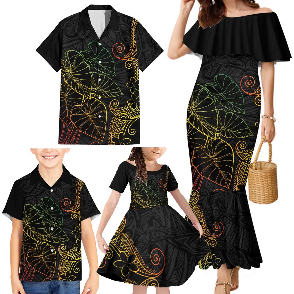 Aloha Hawaii Kalo Family Matching Mermaid Dress and Hawaiian Shirt Reggae Taro Polynesian Pattern - Polynesian Pride