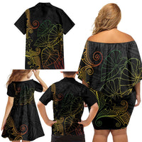 Aloha Hawaii Kalo Family Matching Off Shoulder Short Dress and Hawaiian Shirt Reggae Taro Polynesian Pattern - Polynesian Pride