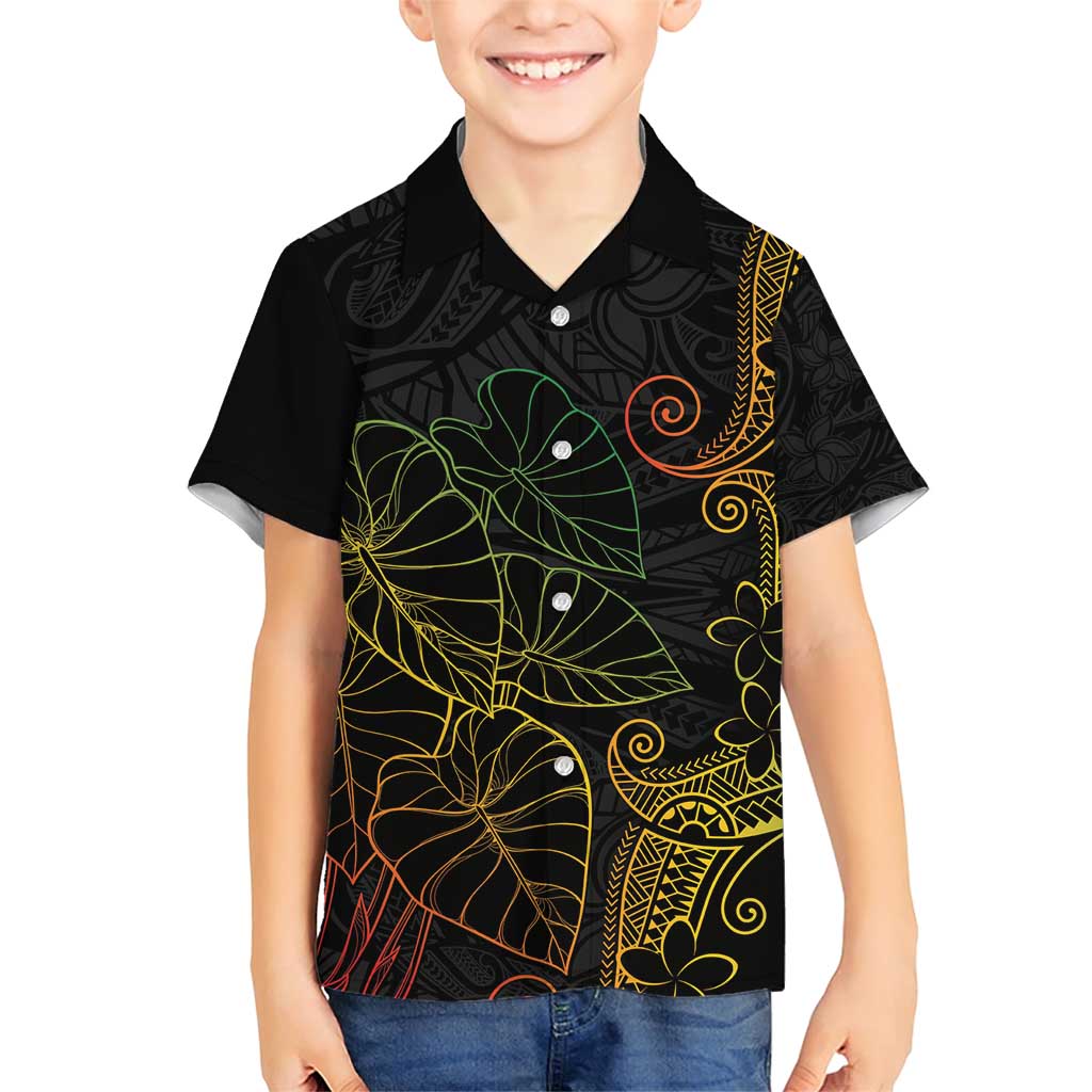 Aloha Hawaii Kalo Family Matching Short Sleeve Bodycon Dress and Hawaiian Shirt Reggae Taro Polynesian Pattern - Polynesian Pride