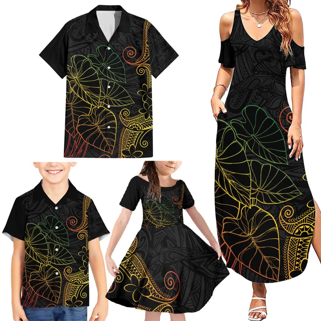 Aloha Hawaii Kalo Family Matching Summer Maxi Dress and Hawaiian Shirt Reggae Taro Polynesian Pattern - Polynesian Pride