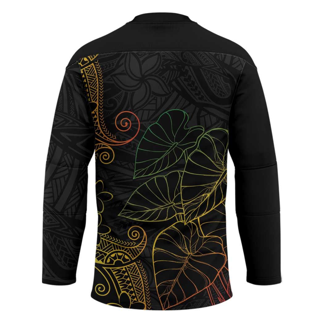 Aloha Hawaii Kalo Hockey Jersey Reggae Taro Polynesian Pattern - Polynesian Pride