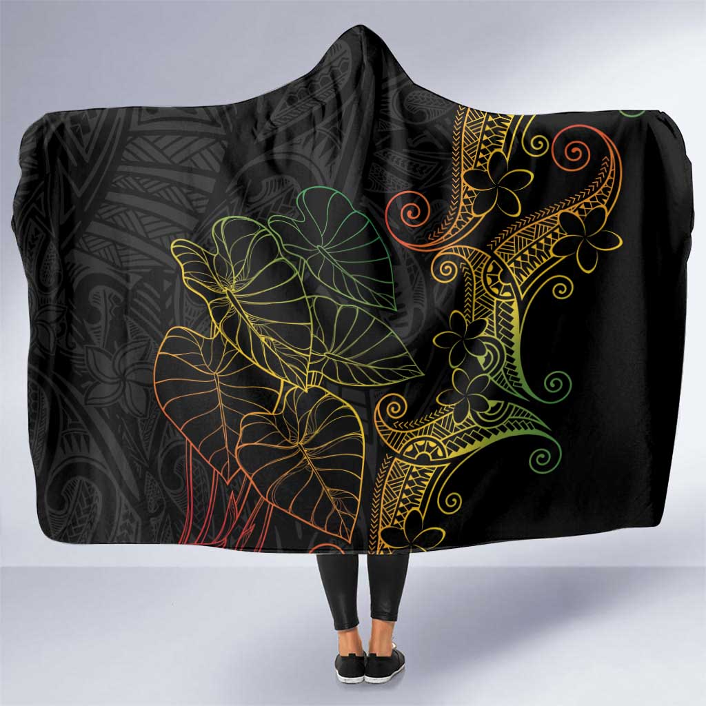 Aloha Hawaii Kalo Hooded Blanket Reggae Taro Polynesian Pattern - Polynesian Pride