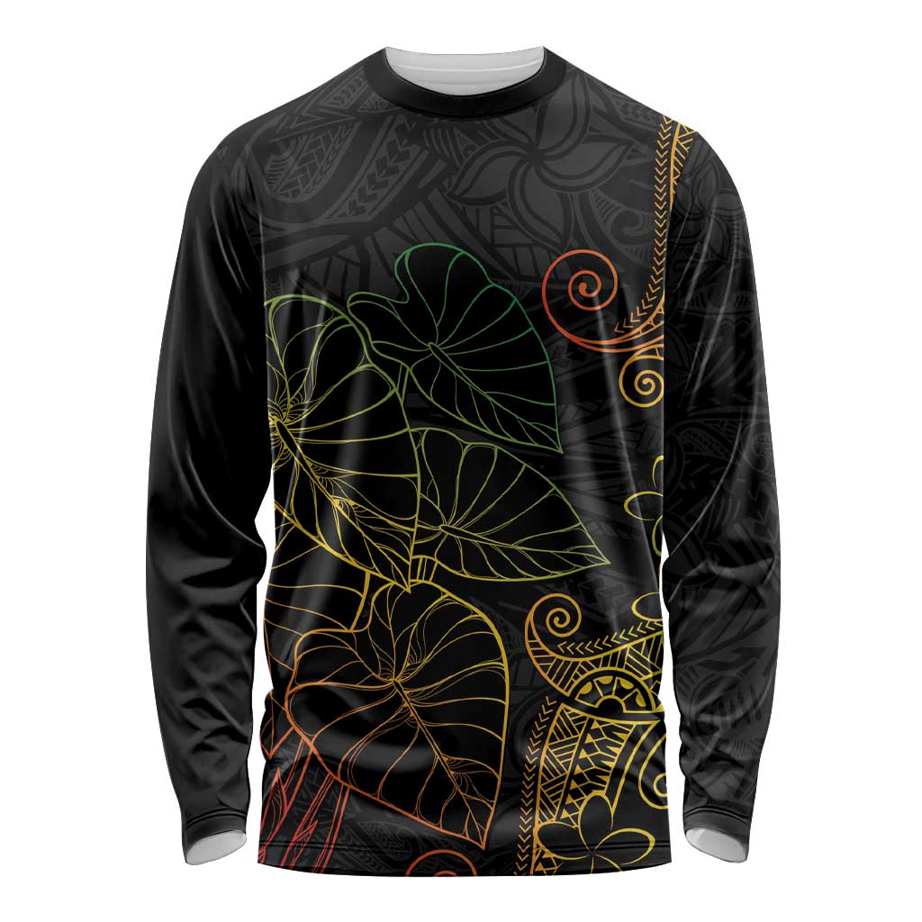 Aloha Hawaii Kalo Long Sleeve Shirt Reggae Taro Polynesian Pattern - Polynesian Pride