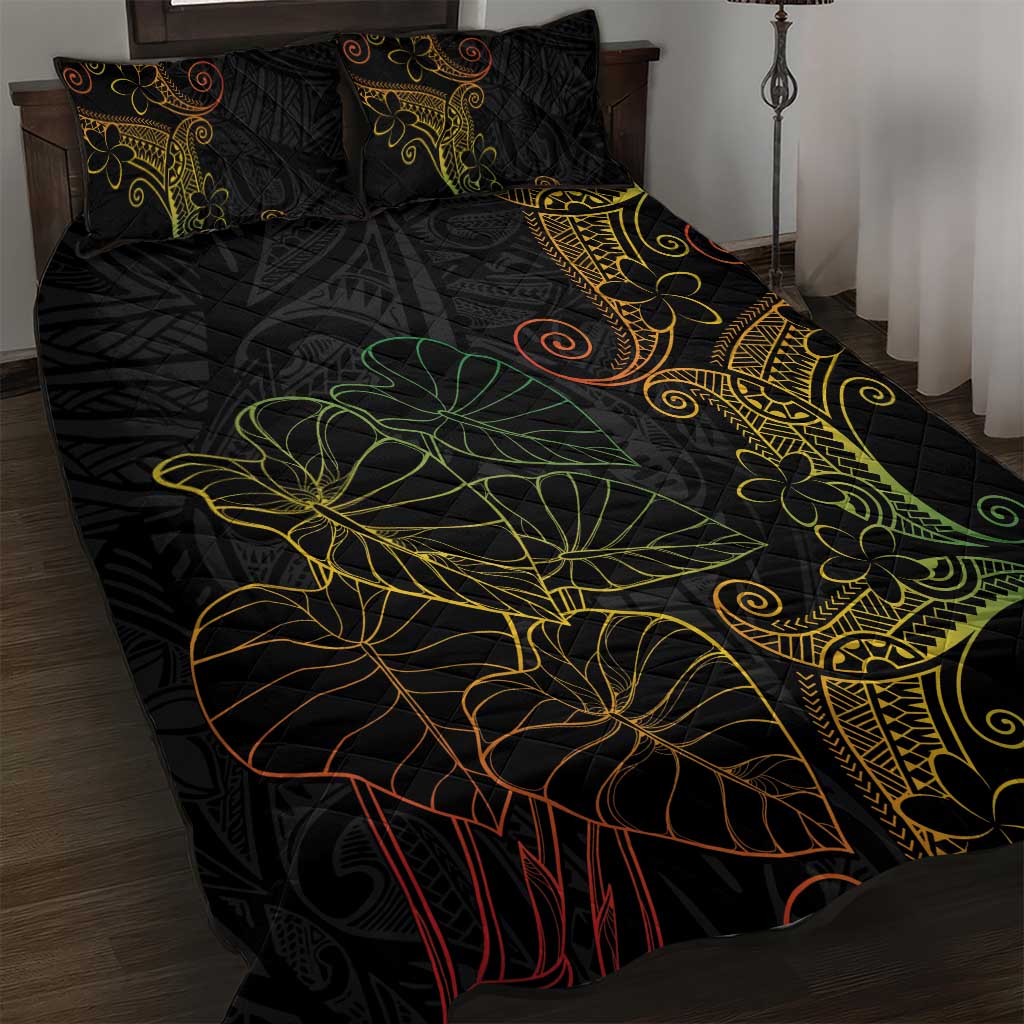 Aloha Hawaii Kalo Quilt Bed Set Reggae Taro Polynesian Pattern - Polynesian Pride
