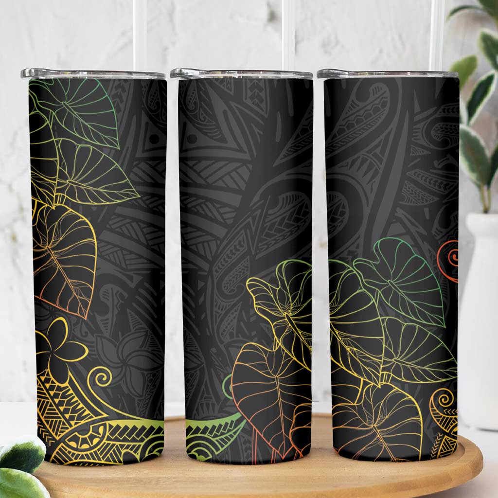 Aloha Hawaii Kalo Skinny Tumbler Reggae Taro Polynesian Pattern - Polynesian Pride