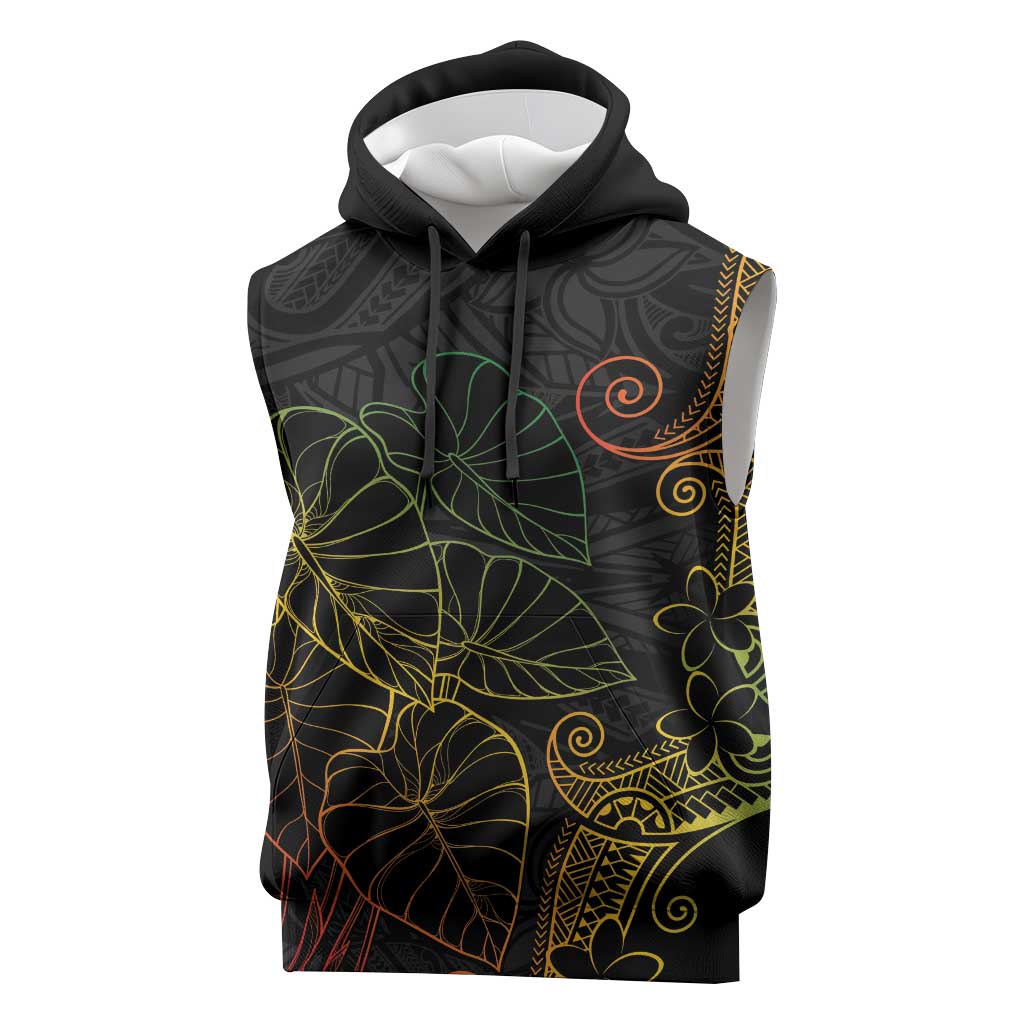 Aloha Hawaii Kalo Sleeveless Hoodie Reggae Taro Polynesian Pattern - Polynesian Pride