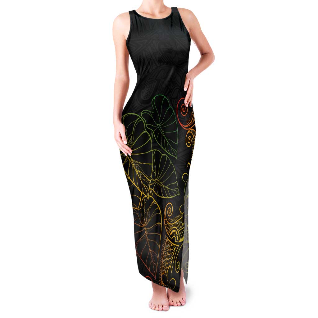 Aloha Hawaii Kalo Tank Maxi Dress Reggae Taro Polynesian Pattern - Polynesian Pride
