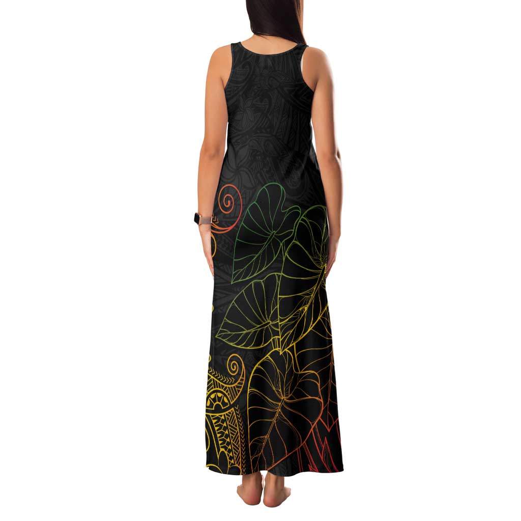 Aloha Hawaii Kalo Tank Maxi Dress Reggae Taro Polynesian Pattern - Polynesian Pride