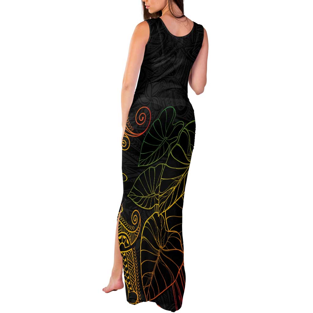 Aloha Hawaii Kalo Tank Maxi Dress Reggae Taro Polynesian Pattern - Polynesian Pride