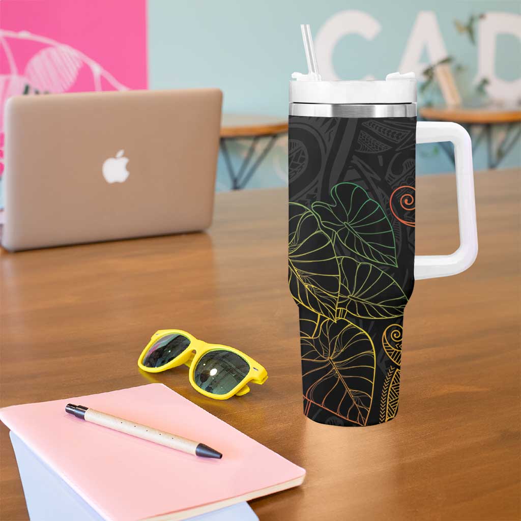 Aloha Hawaii Kalo Tumbler With Handle Reggae Taro Polynesian Pattern - Polynesian Pride