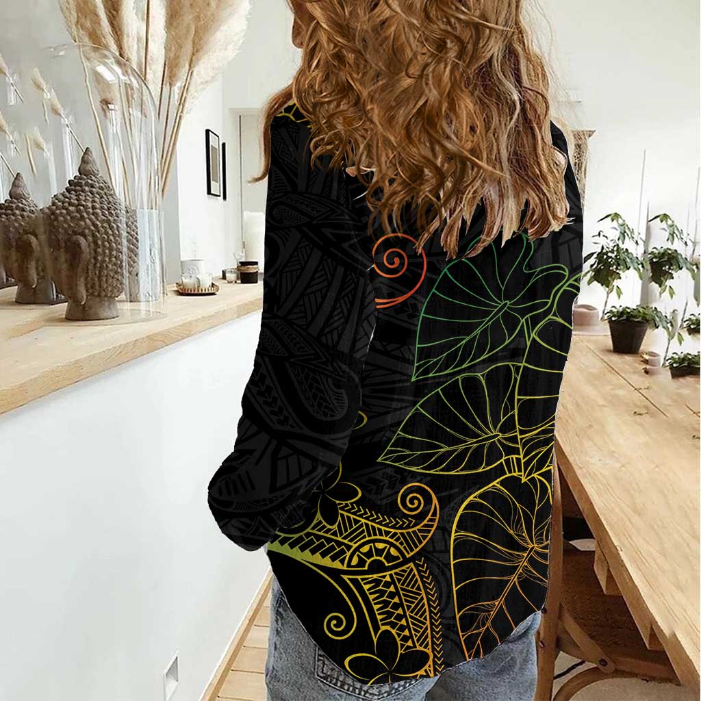 Aloha Hawaii Kalo Women Casual Shirt Reggae Taro Polynesian Pattern - Polynesian Pride