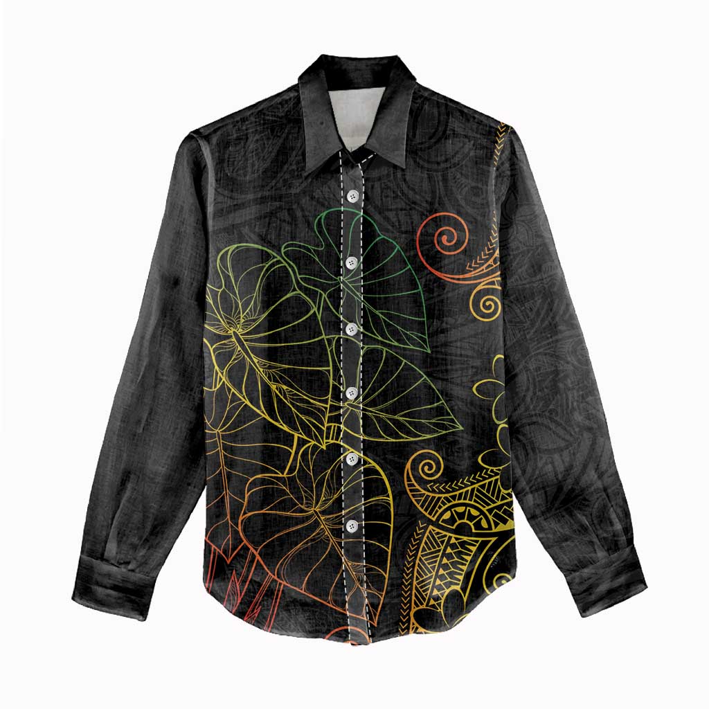 Aloha Hawaii Kalo Women Casual Shirt Reggae Taro Polynesian Pattern - Polynesian Pride