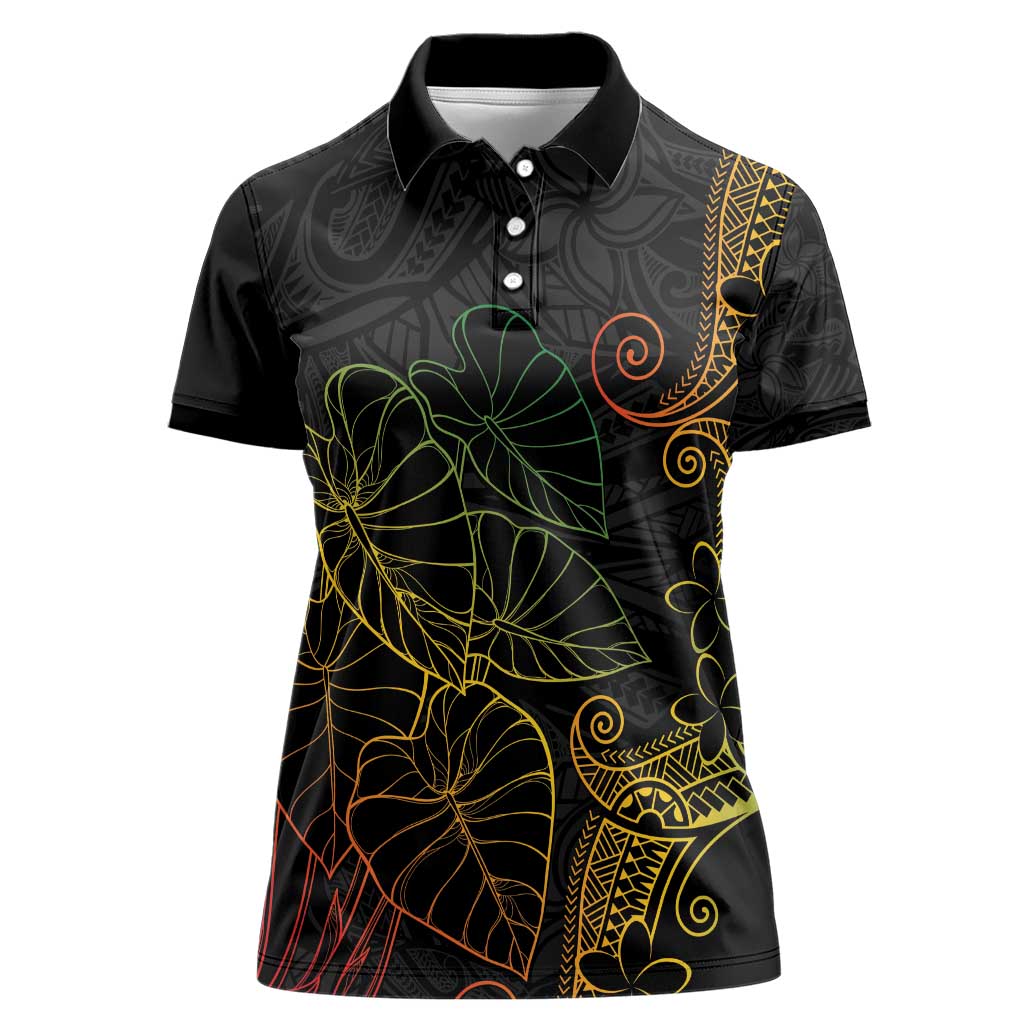 Aloha Hawaii Kalo Women Polo Shirt Reggae Taro Polynesian Pattern - Polynesian Pride