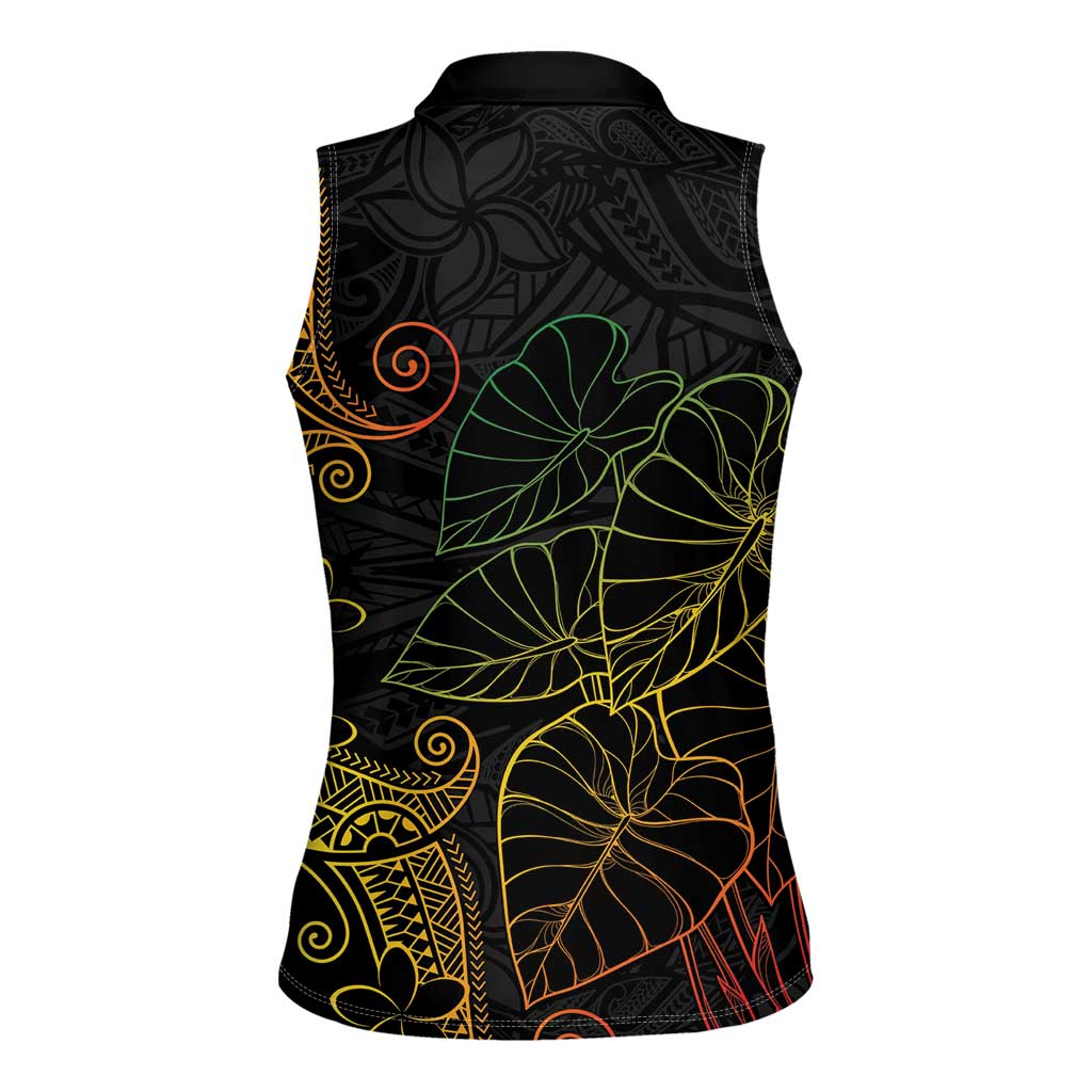 Aloha Hawaii Kalo Women Sleeveless Polo Shirt Reggae Taro Polynesian Pattern - Polynesian Pride