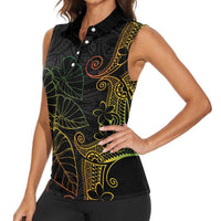 Aloha Hawaii Kalo Women Sleeveless Polo Shirt Reggae Taro Polynesian Pattern - Polynesian Pride