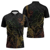 Aloha Hawaii Kalo Zipper Polo Shirt Reggae Taro Polynesian Pattern - Polynesian Pride