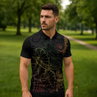 Aloha Hawaii Kalo Zipper Polo Shirt Reggae Taro Polynesian Pattern - Polynesian Pride