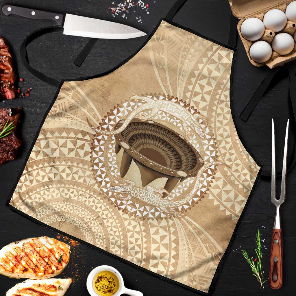 Tonga Skink Kava Bowl Apron Vintage Tongan Ngatu Pattern LT14 Brown - Polynesian Pride
