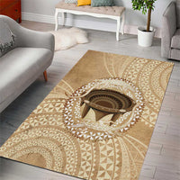 Tonga Skink Kava Bowl Area Rug Vintage Tongan Ngatu Pattern