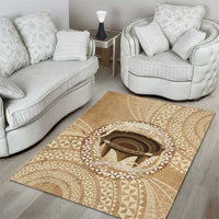 Tonga Skink Kava Bowl Area Rug Vintage Tongan Ngatu Pattern