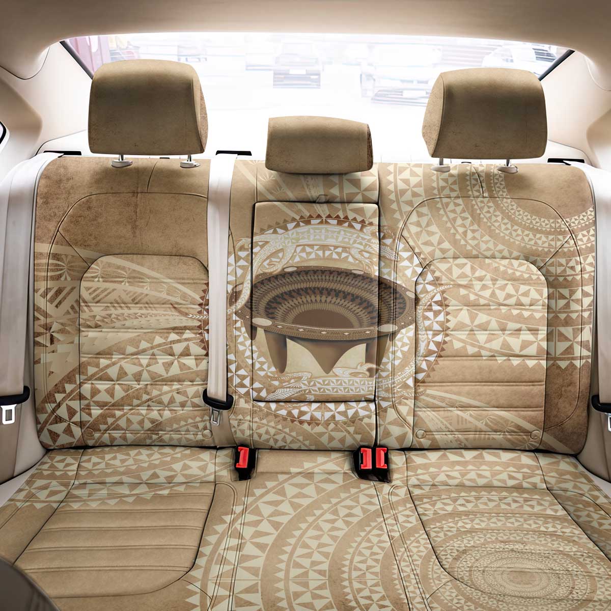 Tonga Skink Kava Bowl Back Car Seat Cover Vintage Tongan Ngatu Pattern
