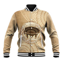 Tonga Skink Kava Bowl Baseball Jacket Vintage Tongan Ngatu Pattern