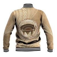 Tonga Skink Kava Bowl Baseball Jacket Vintage Tongan Ngatu Pattern