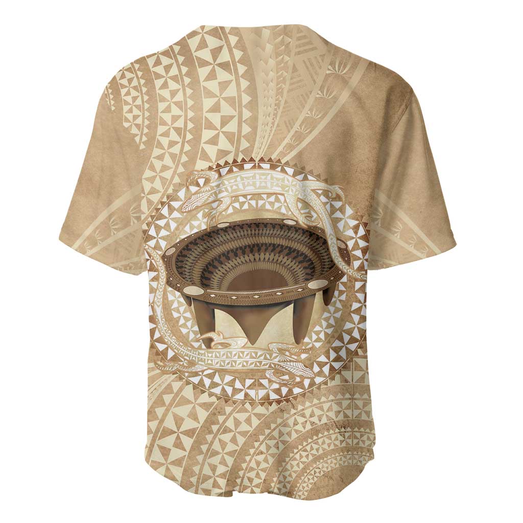 Tonga Skink Kava Bowl Baseball Jersey Vintage Tongan Ngatu Pattern
