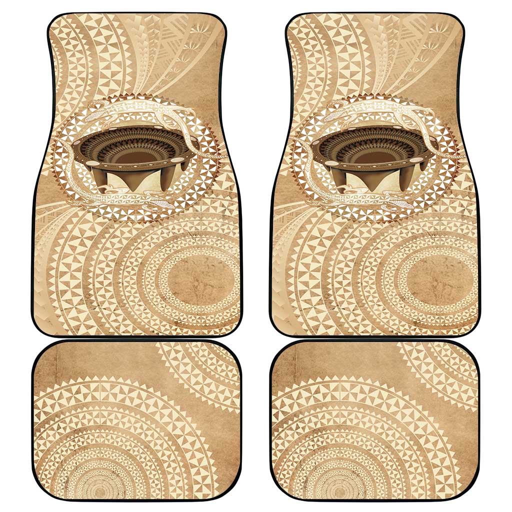 Tonga Skink Kava Bowl Car Mats Vintage Tongan Ngatu Pattern