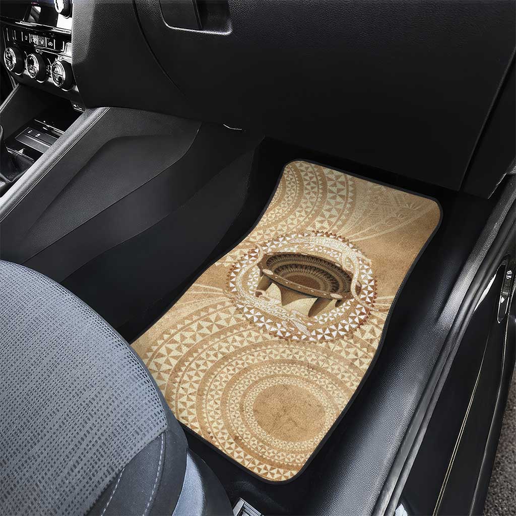 Tonga Skink Kava Bowl Car Mats Vintage Tongan Ngatu Pattern