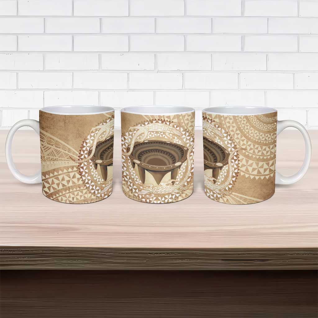 Tonga Skink Kava Bowl Ceramic Mug Vintage Tongan Ngatu Pattern LT14 - Polynesian Pride