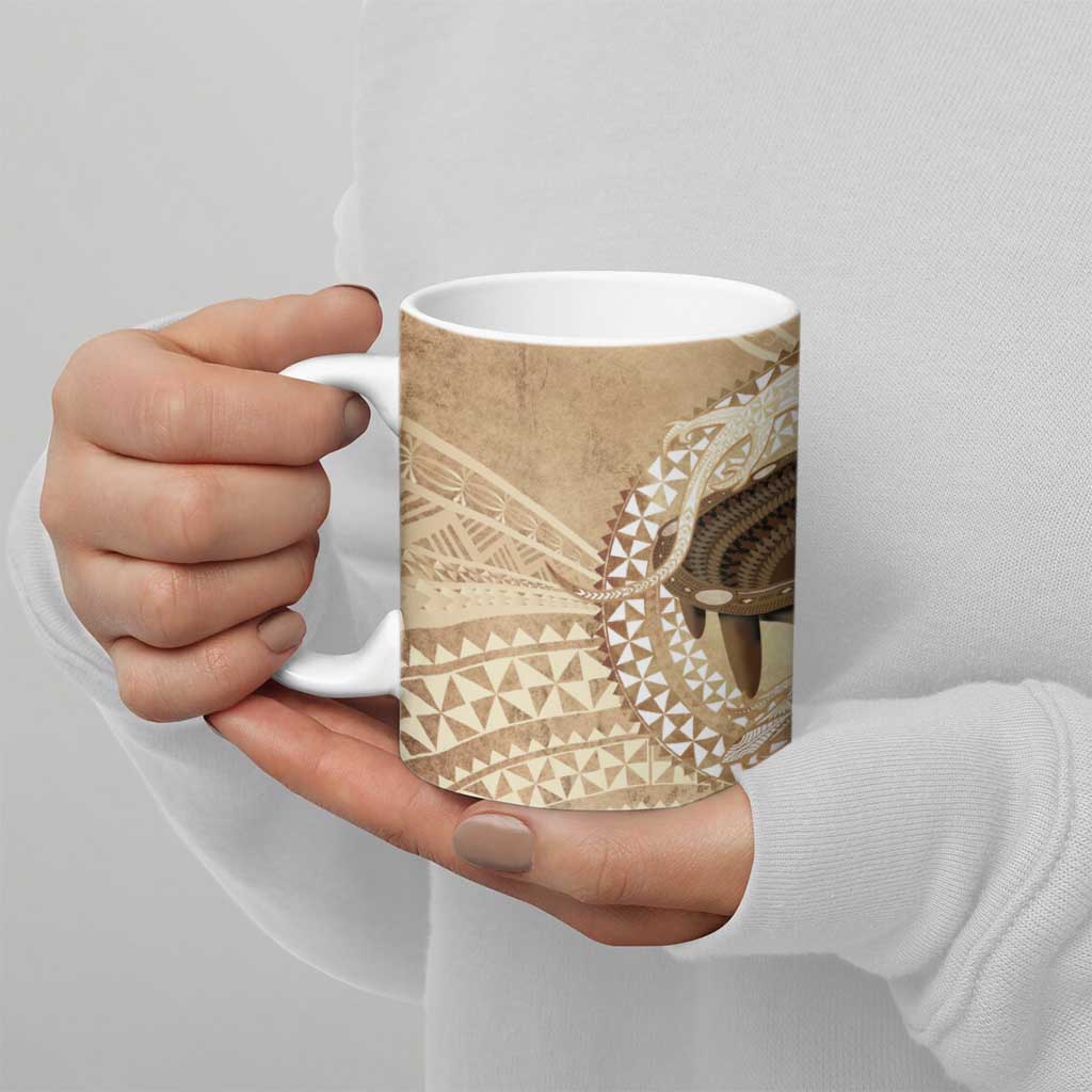 Tonga Skink Kava Bowl Ceramic Mug Vintage Tongan Ngatu Pattern LT14 - Polynesian Pride