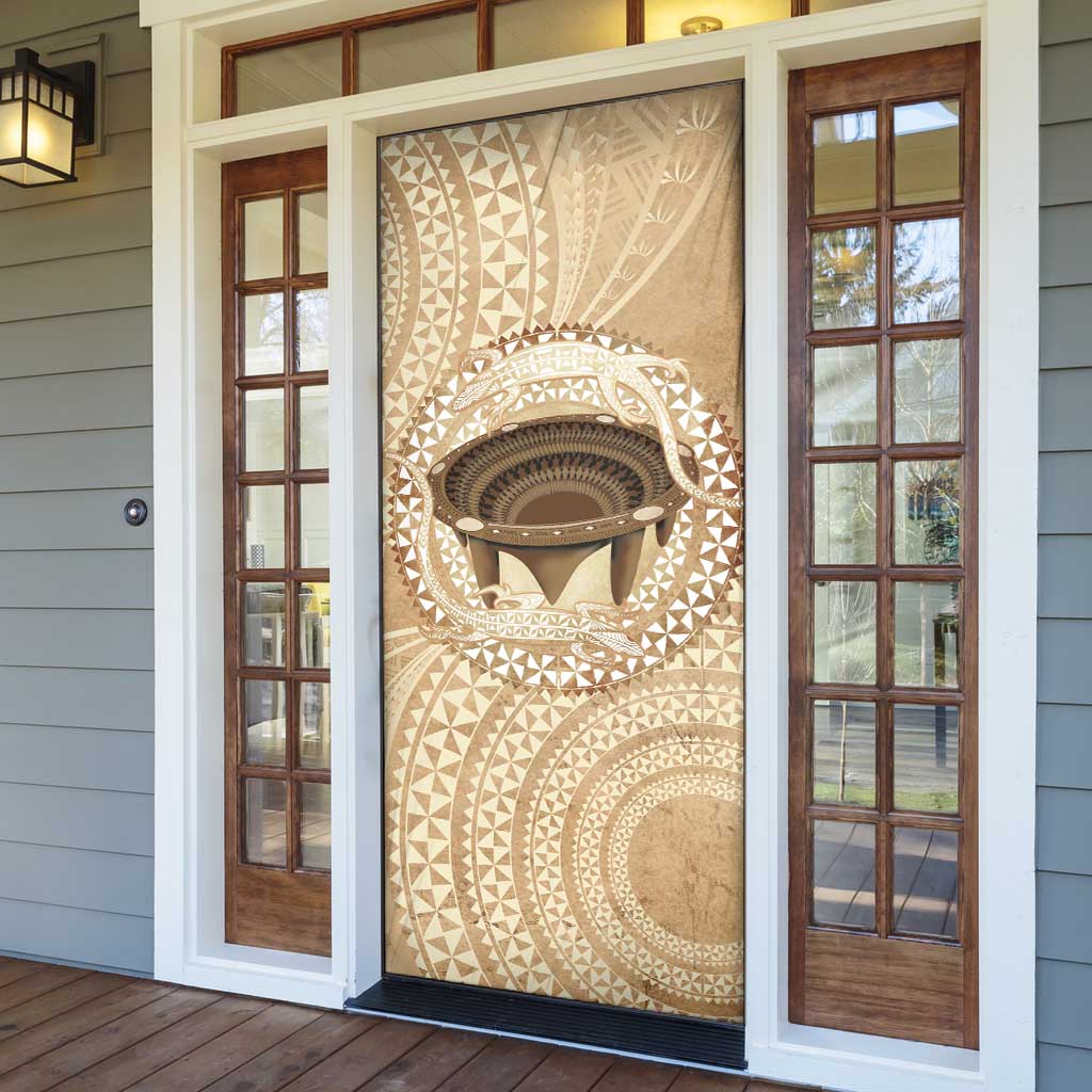 Tonga Skink Kava Bowl Door Cover Vintage Tongan Ngatu Pattern