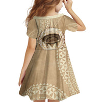 Tonga Skink Kava Bowl Family Matching Long Sleeve Bodycon Dress and Hawaiian Shirt Vintage Tongan Ngatu Pattern LT14 - Polynesian Pride