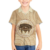 Tonga Skink Kava Bowl Family Matching Summer Maxi Dress and Hawaiian Shirt Vintage Tongan Ngatu Pattern